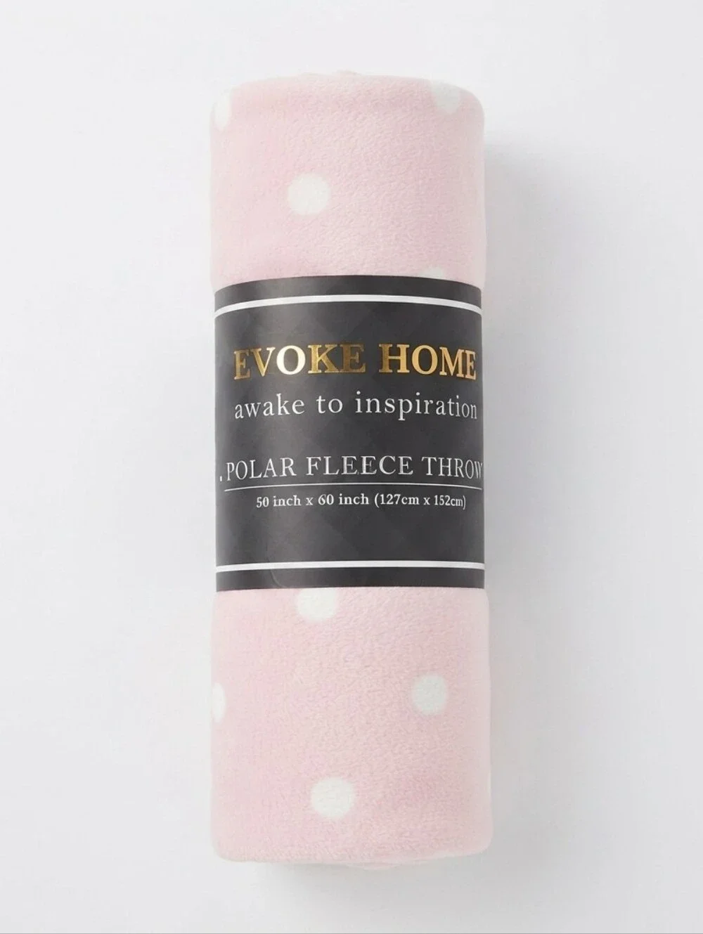 NWT Evoke Home Pink Polka Dot Fleece Throw Blanket 50x60